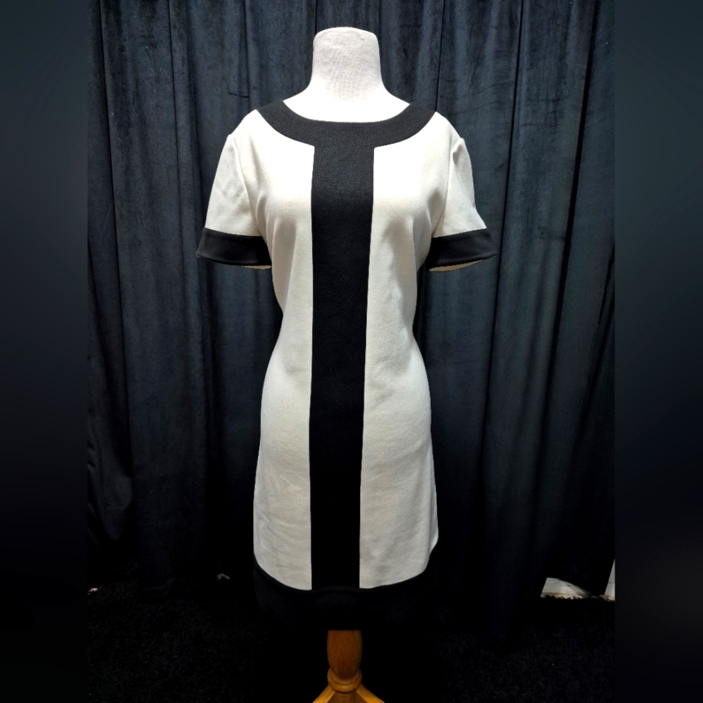ANTONIO MELANI Black and Cream Mini Dress